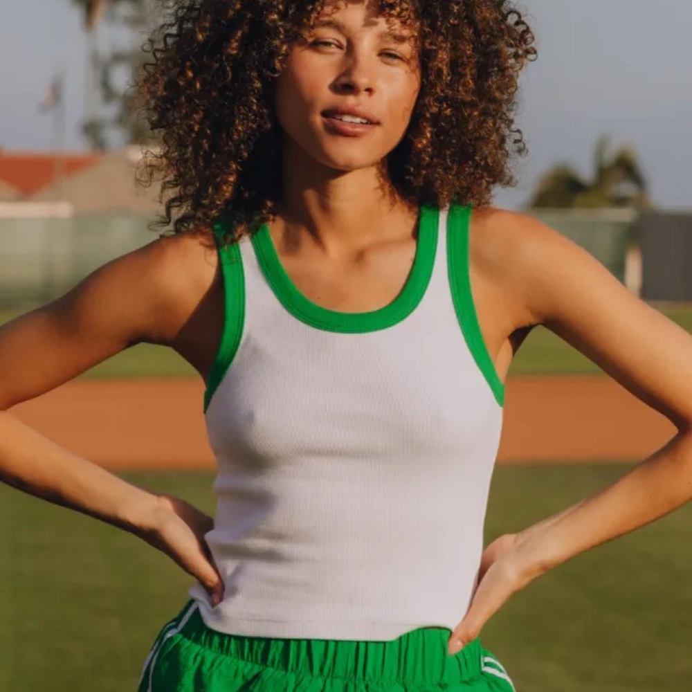 Daily Drills White and Green Tank Top